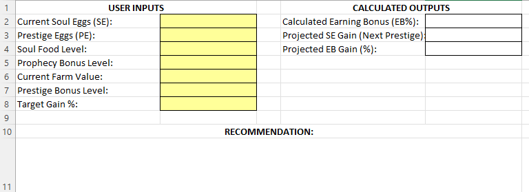 The Egg, Inc. Prestige Optimizer Calculator preview